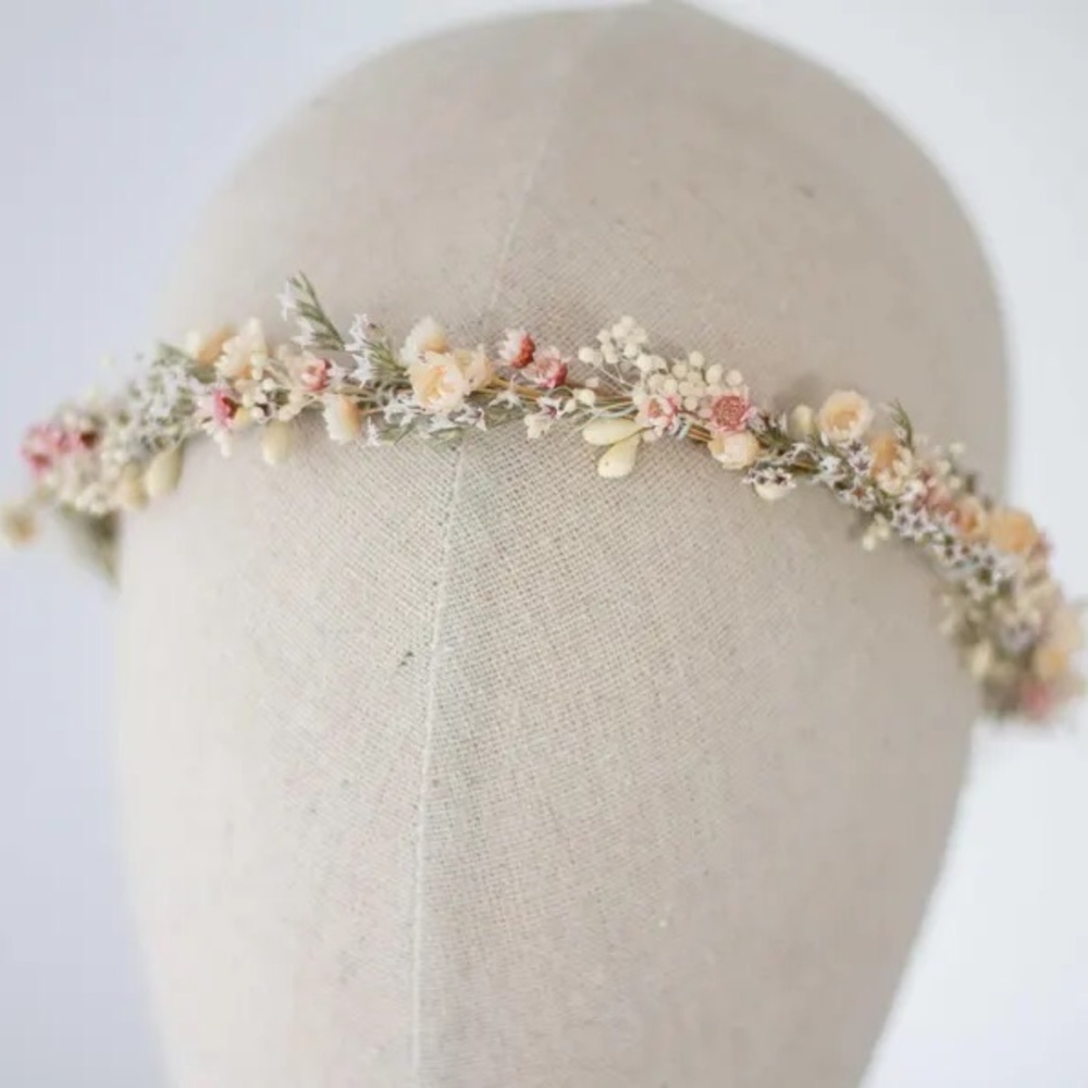 Floral Flower Crown for bride or flower girl with Cream and Pink Accents